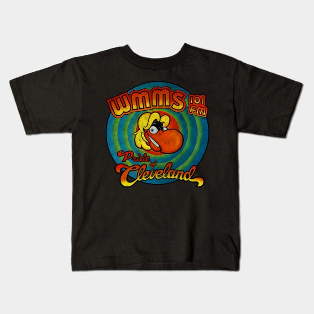 Vintage WMMS FM Radio Station Kids T-Shirt by Native Culture